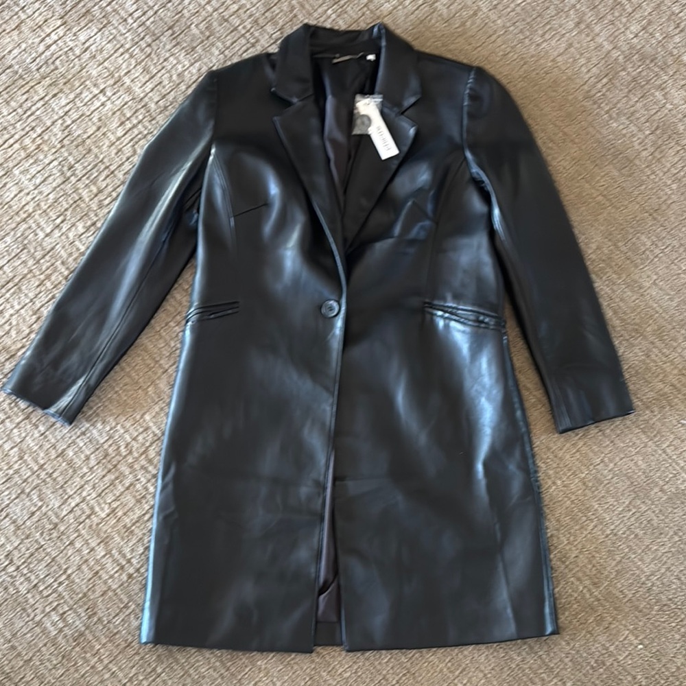 Chico’s Faux Leather Black Women's Coat